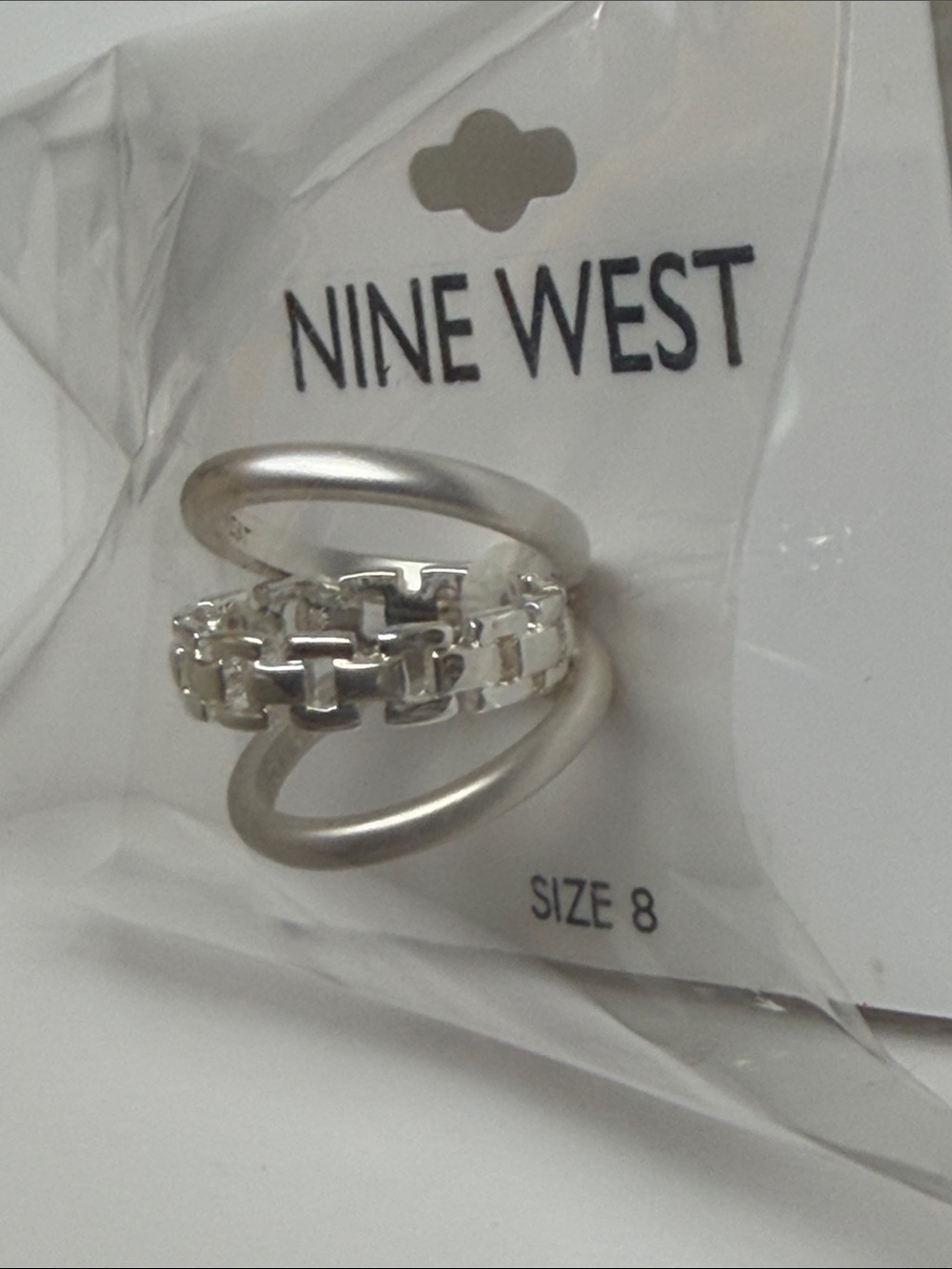 Nine West Silver Chain-Link Stackable Ring Set - Picture 5 of 6